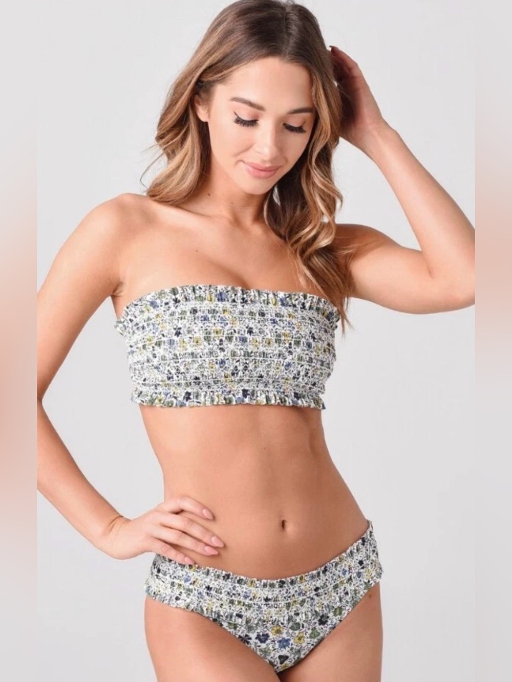EUC Women’s Tory Burch Costa Printed Floral Smocked Bikini Set L